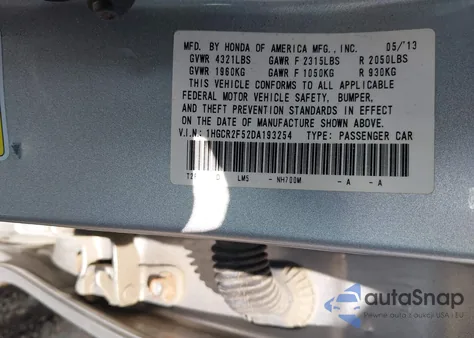 2013 Honda Accord Sport из США, поврежденный, VIN 1HGCR2F52DA193254